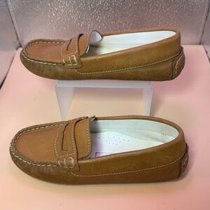 Kone Boys Penny Loafers Natural Brown Leather Size 32